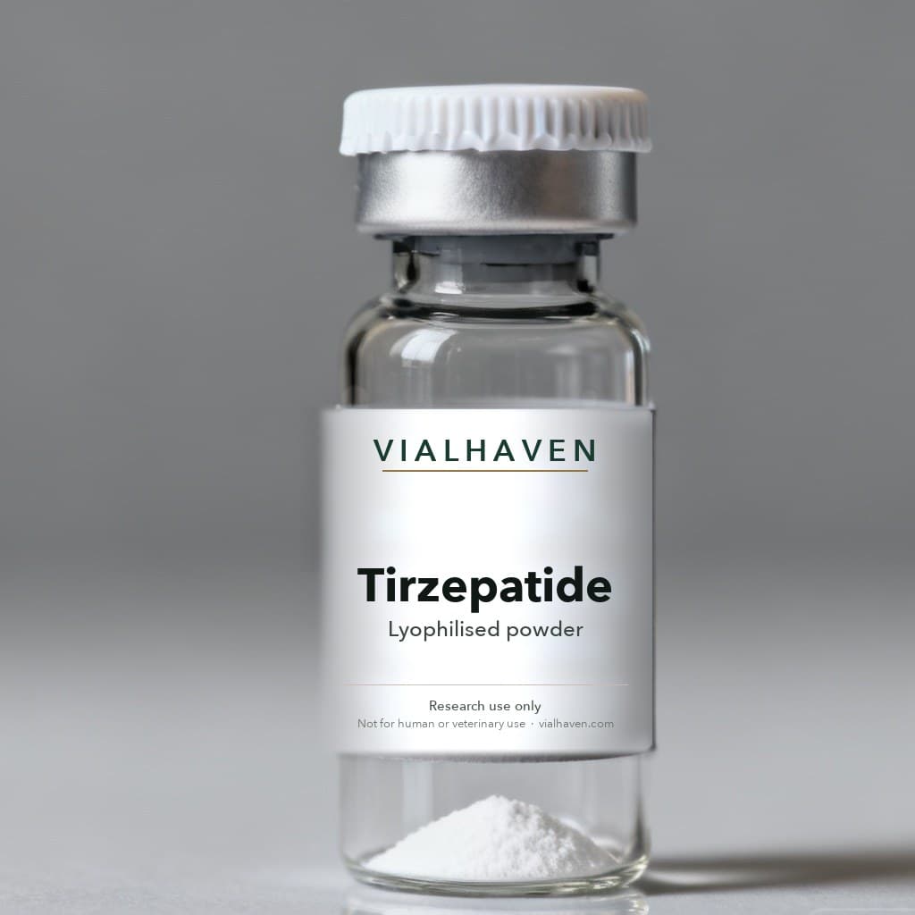 Tirzepatide in a sealed vial